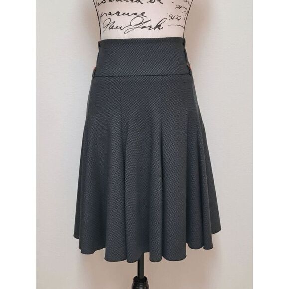 ANNA DALI PARIS A-Line Checkered Print Gray Skirt SIZE 42 (US 10) - Picture 5 of 9